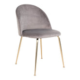 Martinez - Chaise de salle à manger - Velours gris - Acier - Lot de 2